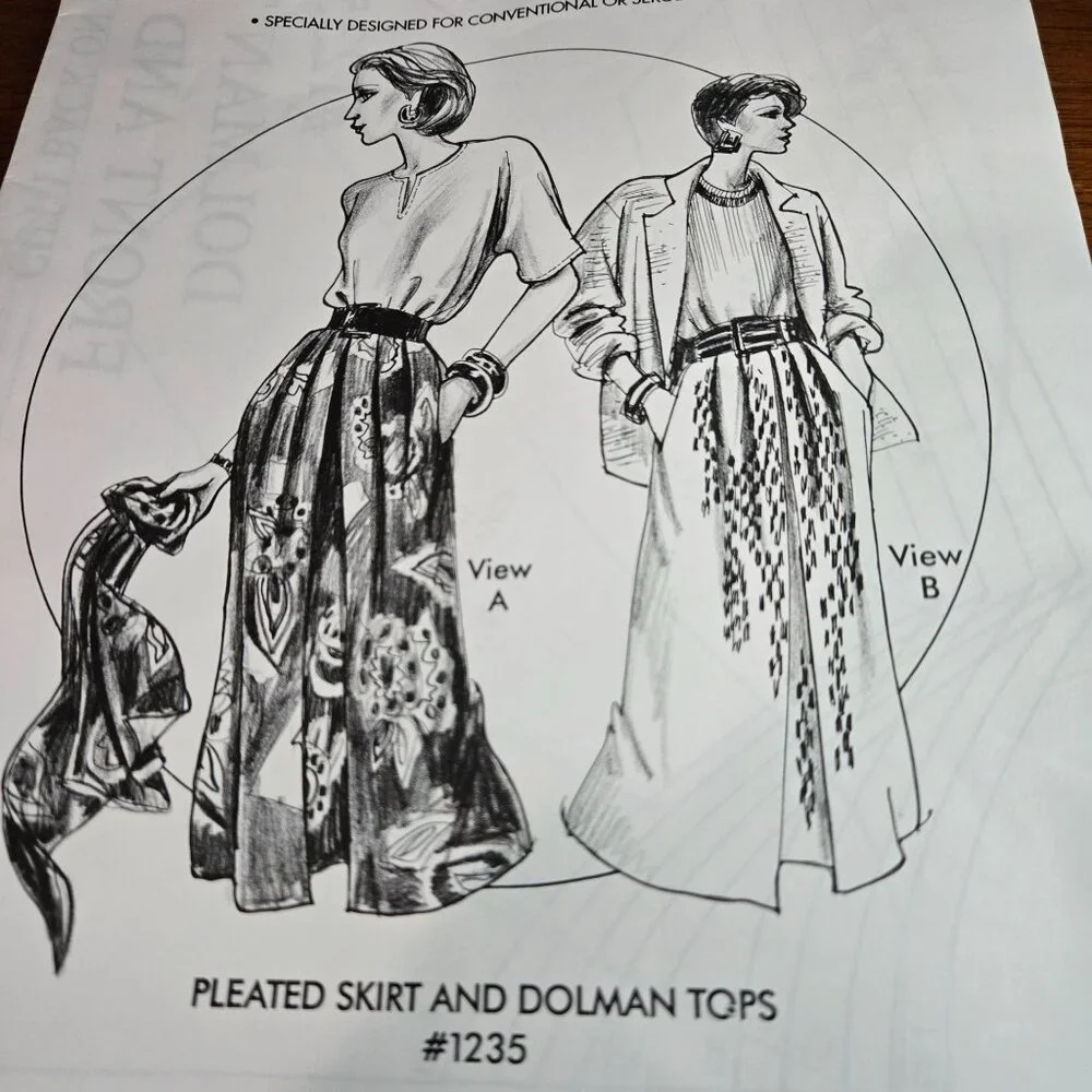 Great Copy Patterns 1235 sewing patterns Pleated Skirt, Dolman Tops UNCUT XS-XL